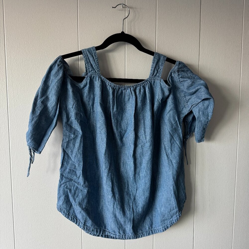 Madewell Cold Shoulder Chambray Top Women’s Small Denim Off Shoulder Blouse
